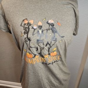 FALL Graphic Skelton Pumpkin Spice T-Shirt SZ S NWOT